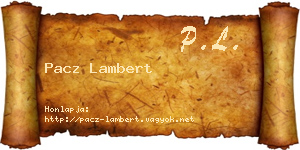 Pacz Lambert névjegykártya